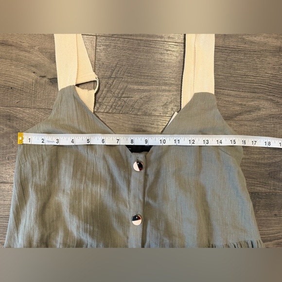 ASOS 100% Cotton Double Cloth Button-Front Sage Green Summer Dress. Size 4 - Picture 4 of 8